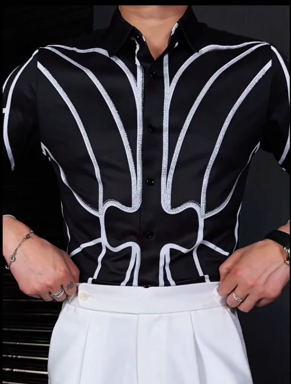 Men's New Line Diamond Studded Shirt
