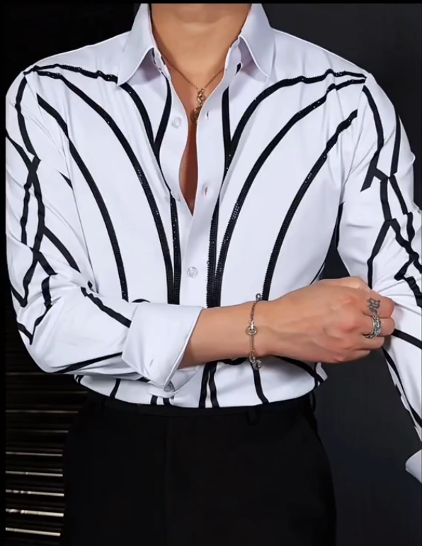 Men's New Line Diamond Studded Shirt