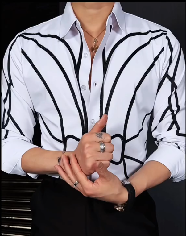 Men's New Line Diamond Studded Shirt