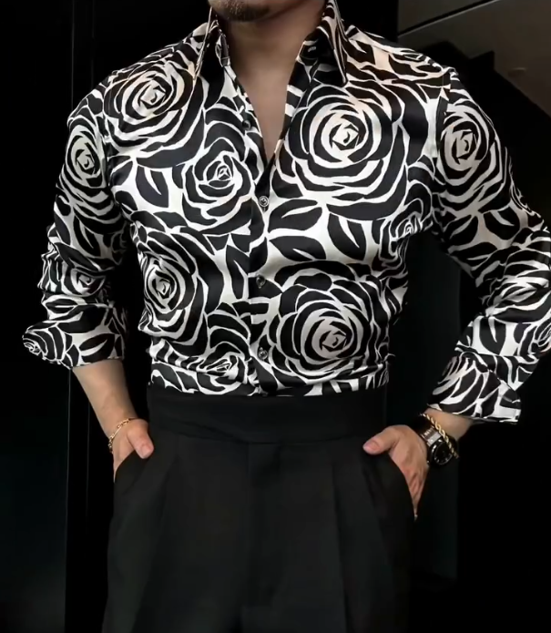 Men's New Rose Printed Shirt