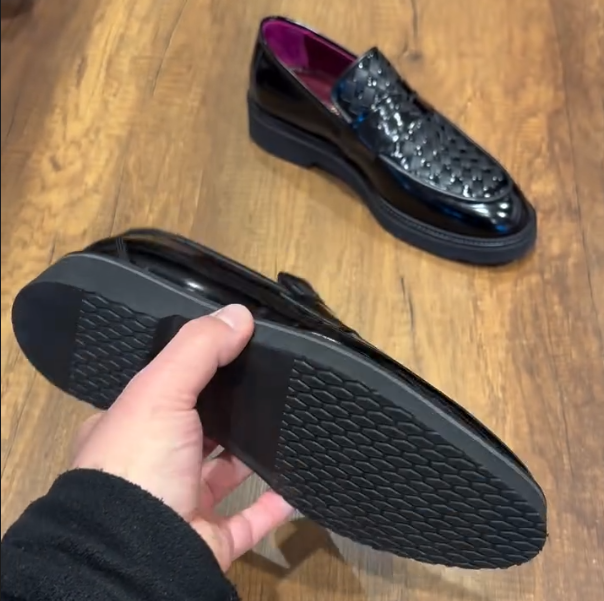 Men's Casual Leather Woven Waffle Shoes