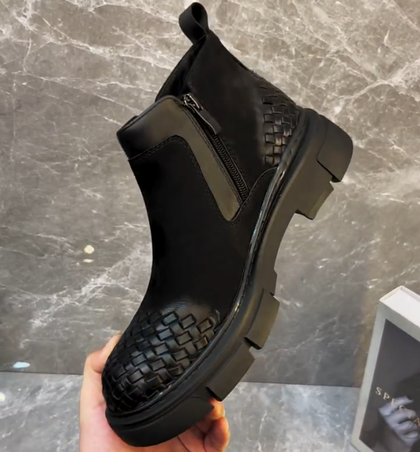 Men's New Woven Soft Leather Boots