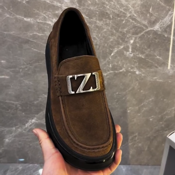 Men's New Suede Letter Loafers