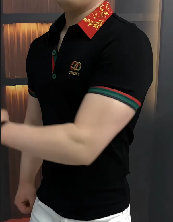 Men's New Light Luxury Lapel Fashionable Short Sleeved Shirt