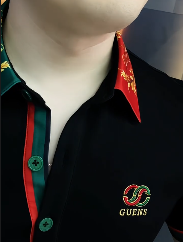 Men's New Light Luxury Lapel Fashionable Short Sleeved Shirt