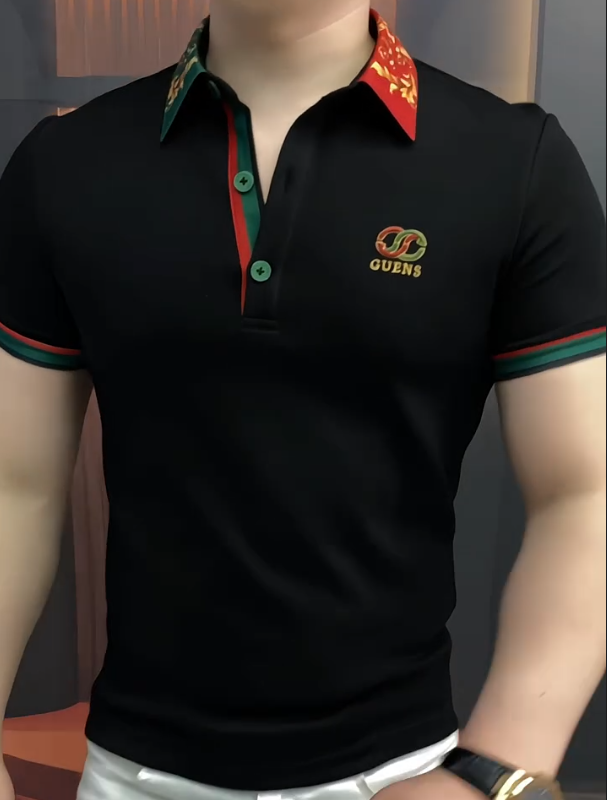 Men's New Light Luxury Lapel Fashionable Short Sleeved Shirt