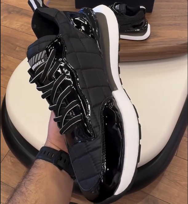 Men's New Patent Leather Plaid Personalized Air Cushion Casual Shoes