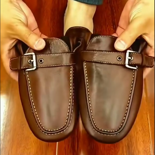 Men's New Buckle Strap Design Soft Leather Shoes