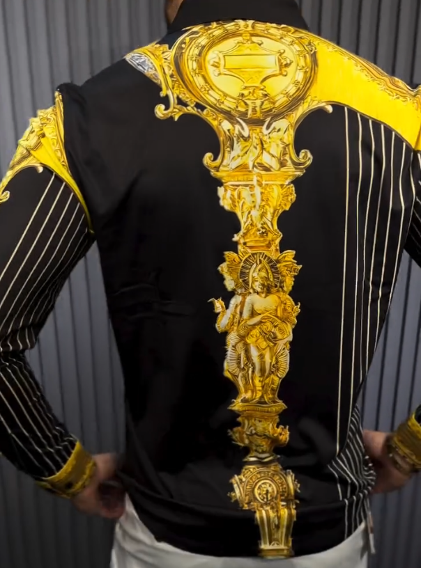 Men's Gold Sparkling Pattern Long Sleeve