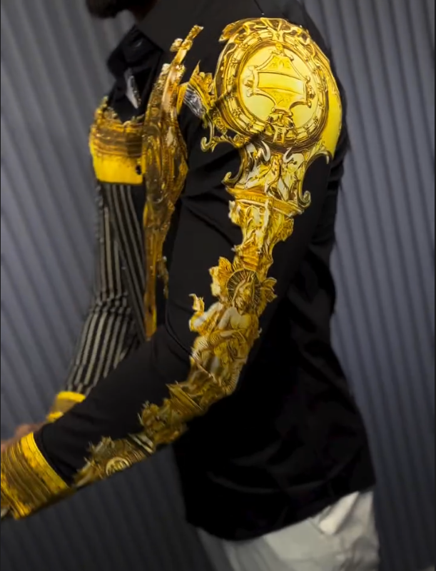 Men's Gold Sparkling Pattern Long Sleeve