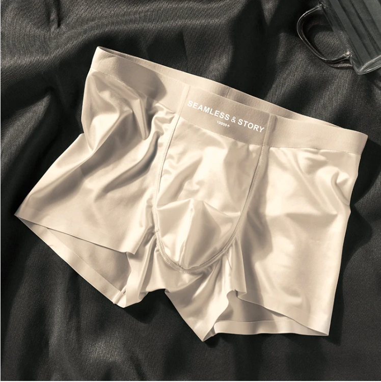 Elegant Silk Men's Ice Silk Underwear Mulberry Silk Antimicrobial Men's Boxer Briefs