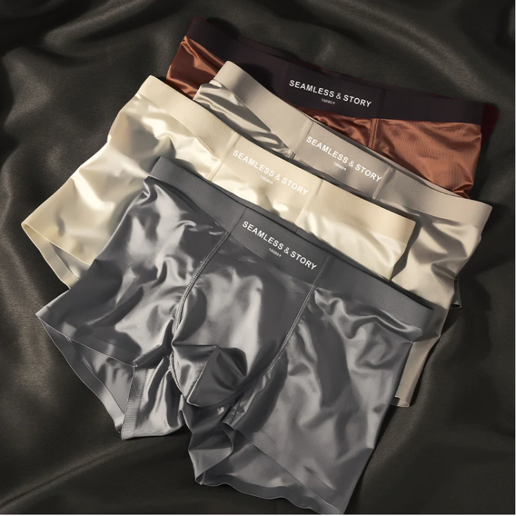 Elegant Silk Men's Ice Silk Underwear Mulberry Silk Antimicrobial Men's Boxer Briefs