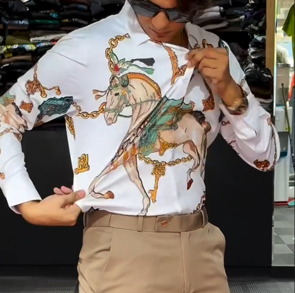 Light Luxury Printed Lightweight Long Sleeved Shirt