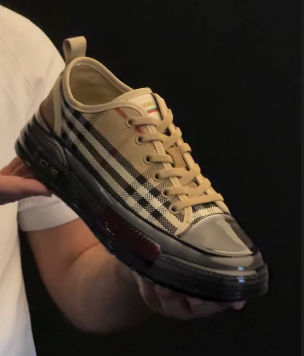 Checkered Fabric Rubber Soled Casual Shoes