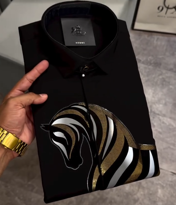 Zebra Glitter Embroidered Long Sleeved Shirt