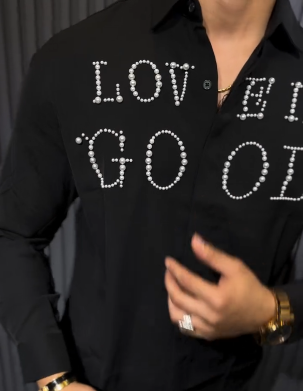 Pearl Letter Long Sleeved Shirt
