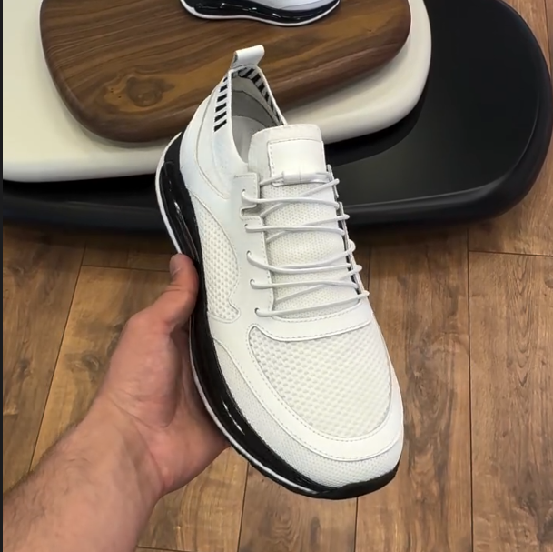 Leather Splicing Mesh Casual Sports Shoes
