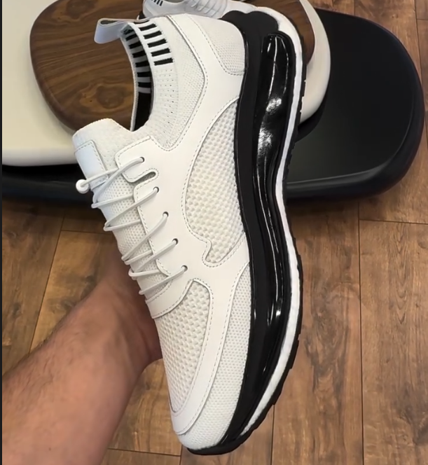 Leather Splicing Mesh Casual Sports Shoes