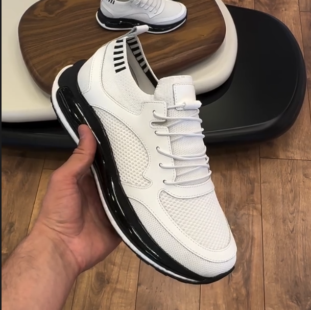 Leather Splicing Mesh Casual Sports Shoes