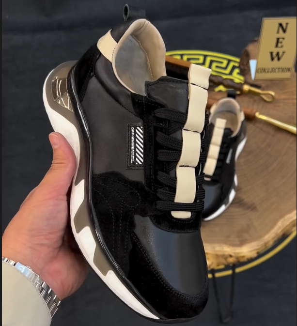 Leather Splicing Breathable Casual Sports Shoes