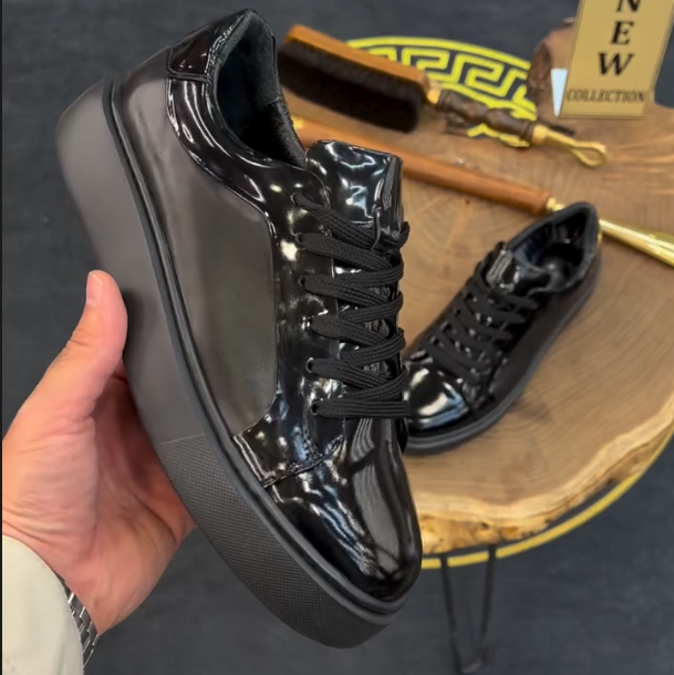 Painted Leather Patchwork Breathable Casual Shoes
