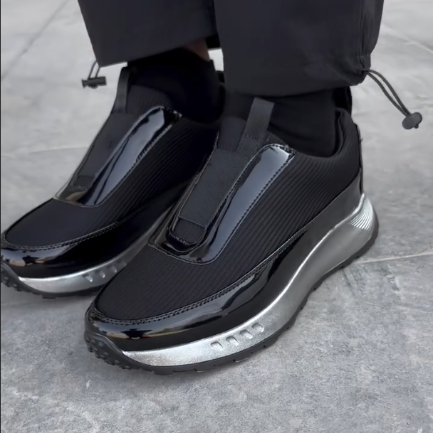 Bright Edged Patent Leather Casual Shoes
