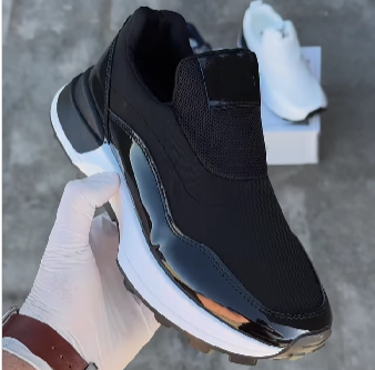 High Quality Patent Leather Mesh Splicing Casual Shoes