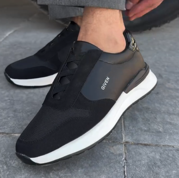 Mesh Splicing Leather Lightweight Casual Shoes