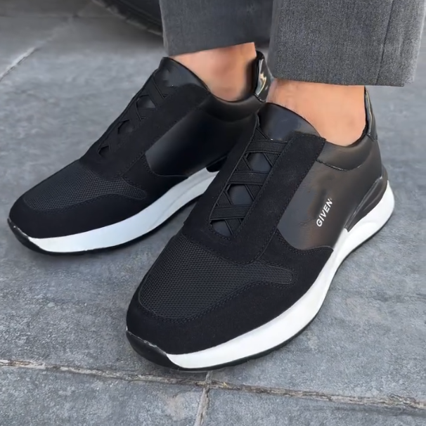 Mesh Splicing Leather Lightweight Casual Shoes