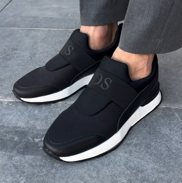 Technology Mesh Splicing Leather Lightweight Casual Shoes