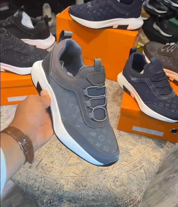 Leather Printed Lightweight Casual Shoes