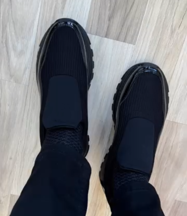 Wrinkled Plaid Patent Leather Casual Shoes