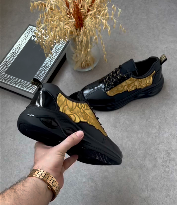 Lacquer Leather Gold Patchwork Soft Soled Casual Shoes