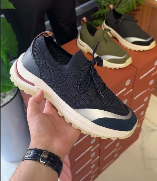 Thick Soled Leather Patchwork Mesh Casual Shoes