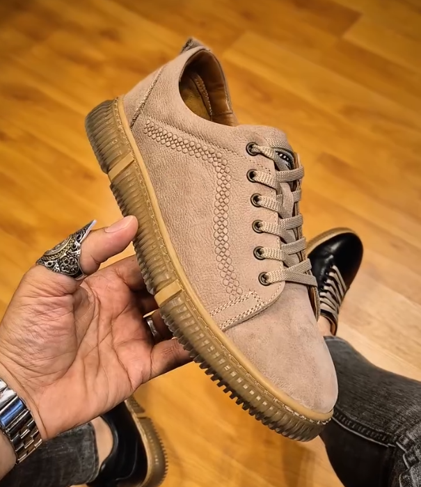 Shiny Leather Rubber Soled Casual Shoes