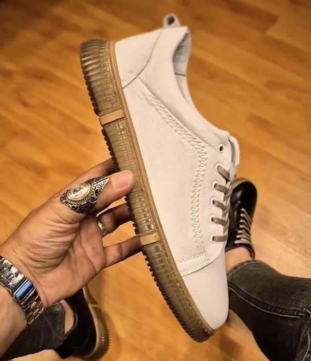 Shiny Leather Rubber Soled Casual Shoes
