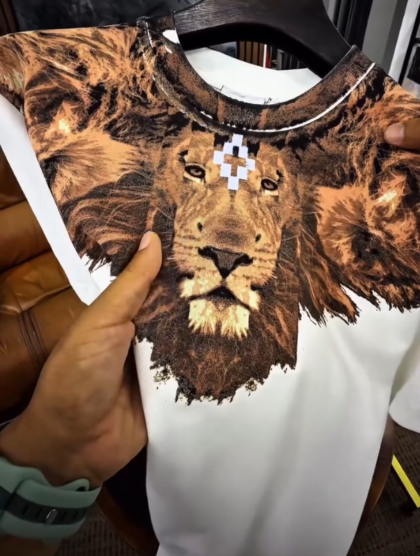 Luxury Lion Print Casual Short Sleeved Shirt