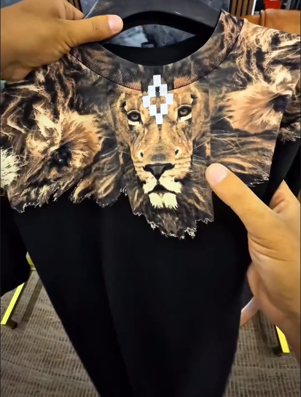 Luxury Lion Print Casual Short Sleeved Shirt