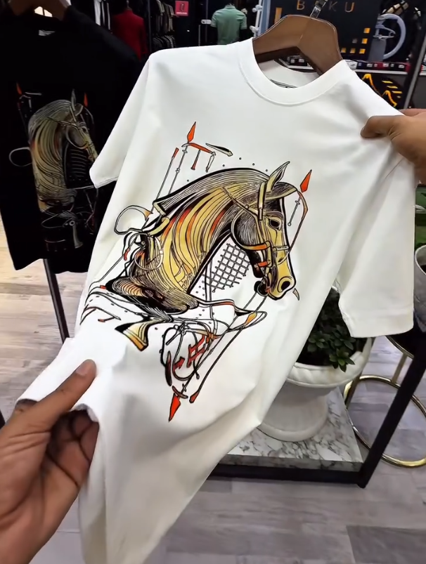Equestrian Printed Luxury Casual Short Sleeved Shirt