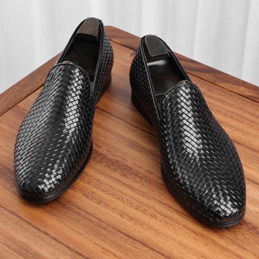 Men's New Cowhide Woven Leather Shoes