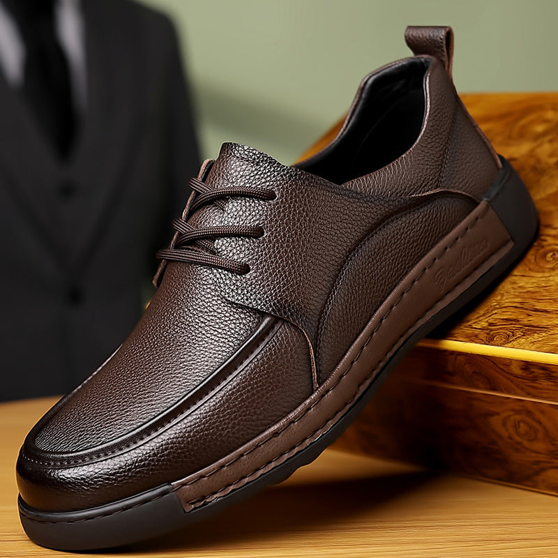 Men's British Retro Top Layer Cowhide Casual Shoes