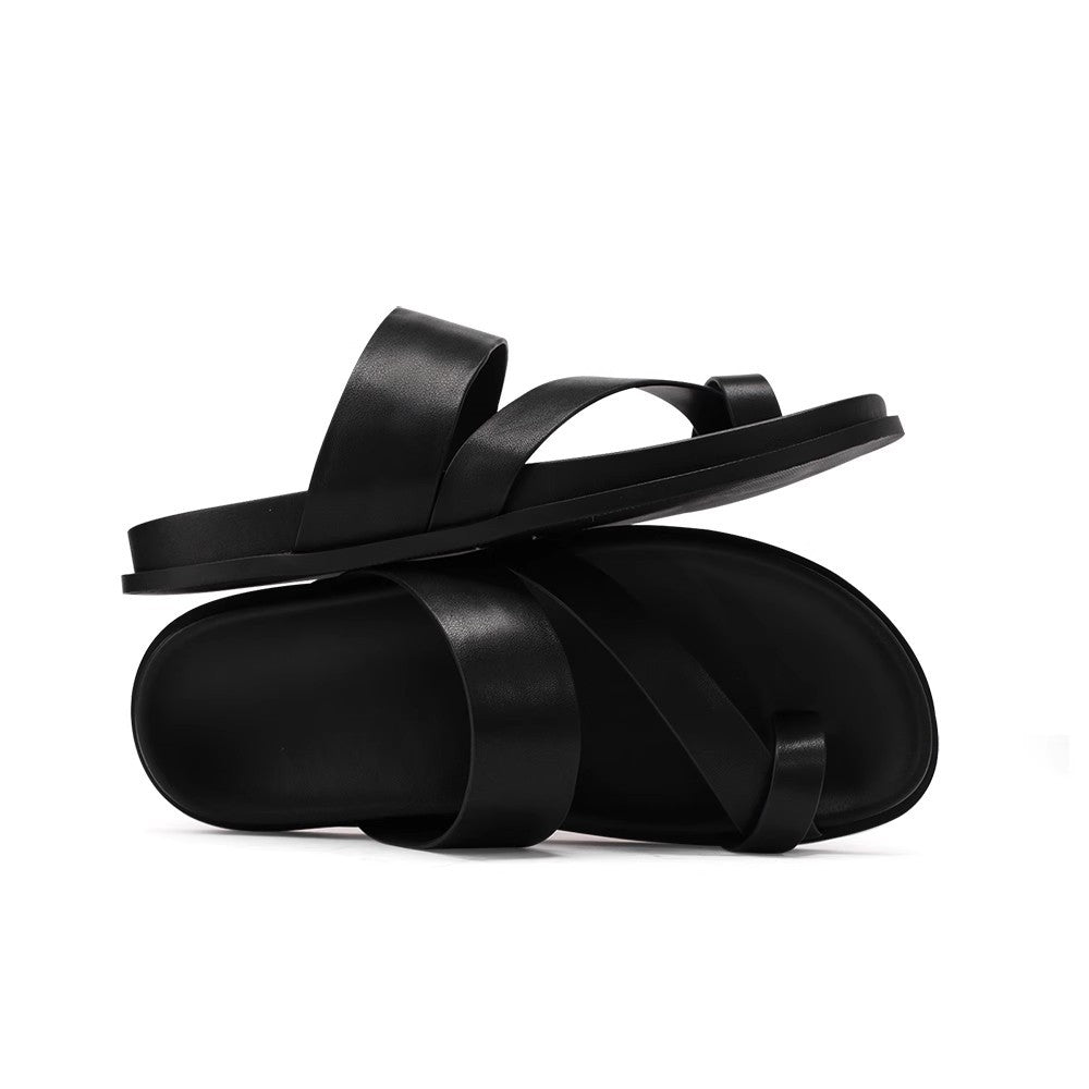 Men's Summer Leather Soft Bottom Beach Fashionable Casual Slippers