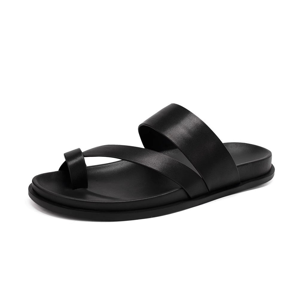 Men's Summer Leather Soft Bottom Beach Fashionable Casual Slippers