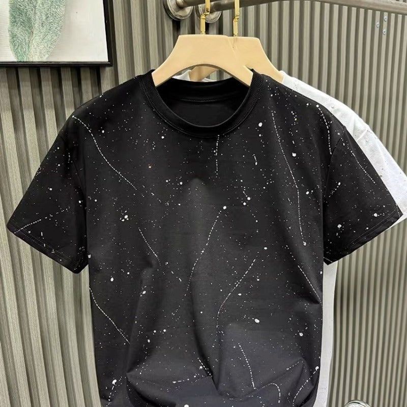Light Luxury Trendy Brand Summer New Style Rhinestone Short Sleeved Shirt