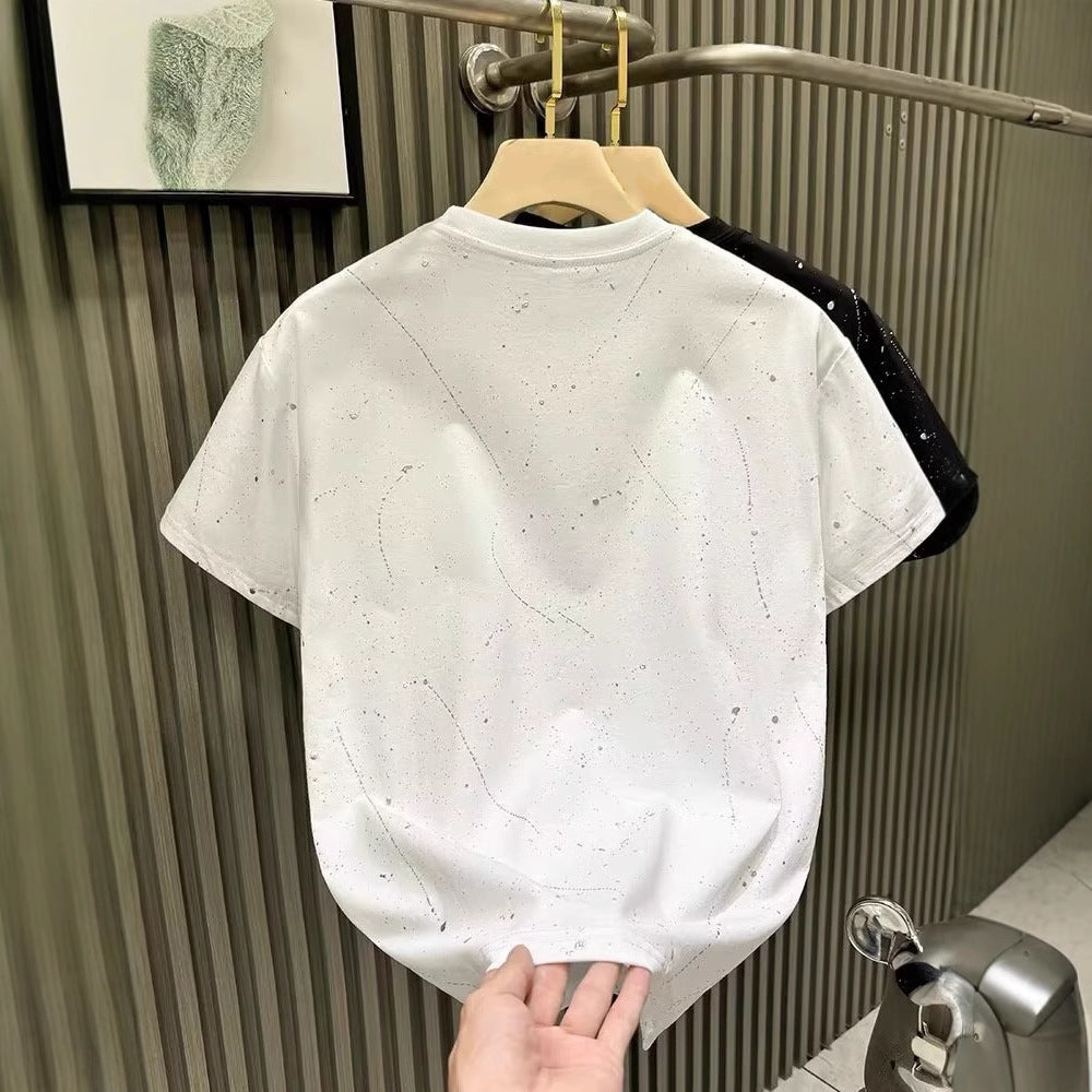 Light Luxury Trendy Brand Summer New Style Rhinestone Short Sleeved Shirt