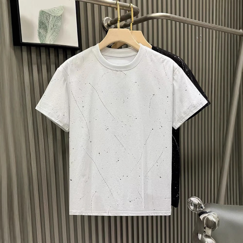 Light Luxury Trendy Brand Summer New Style Rhinestone Short Sleeved Shirt
