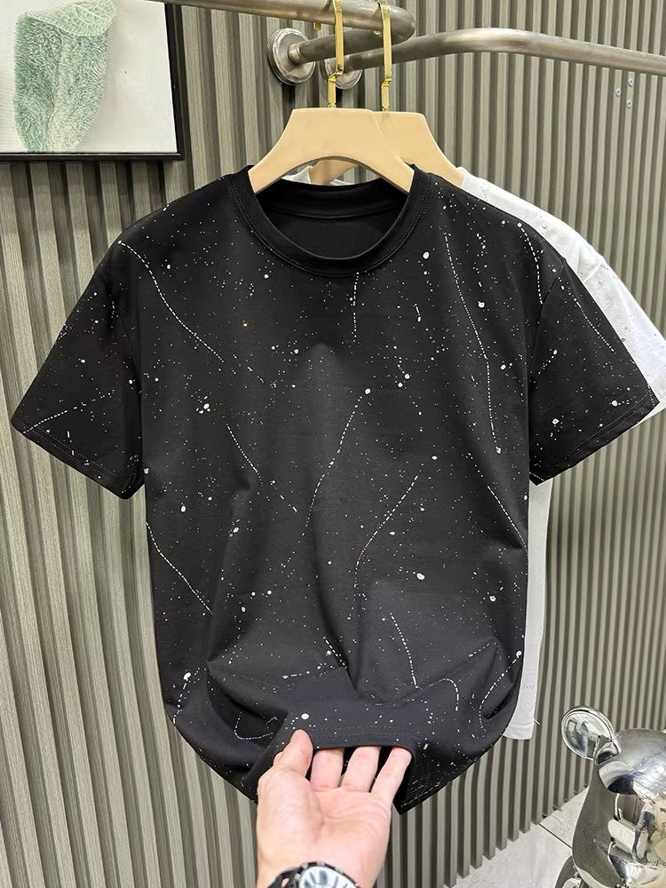 Light Luxury Trendy Brand Summer New Style Rhinestone Short Sleeved Shirt