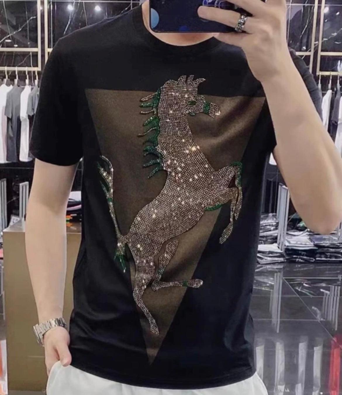 🔥Limited Time Offer 49% OFF🔥Men's Summer New Ice Silk Hot Diamond Short Sleeve