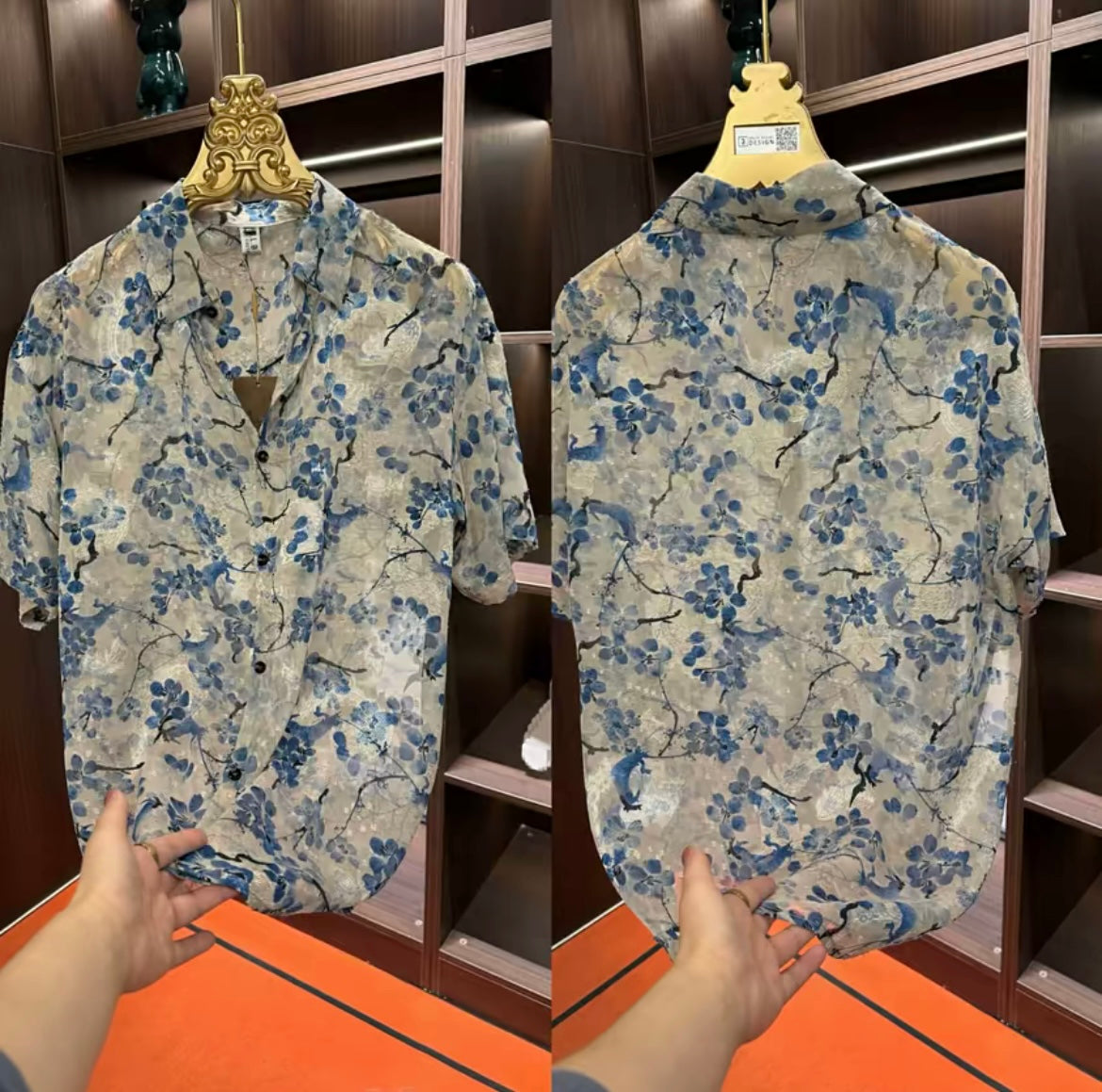 Men's New Printed Silk Shirt