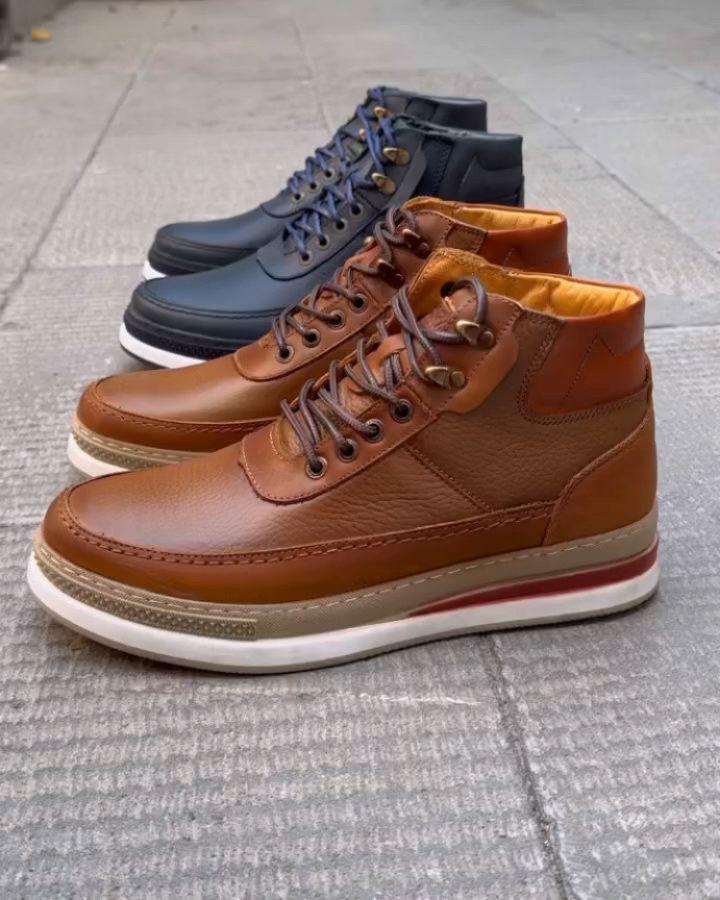 Men's New High Top Leather Casual Boots